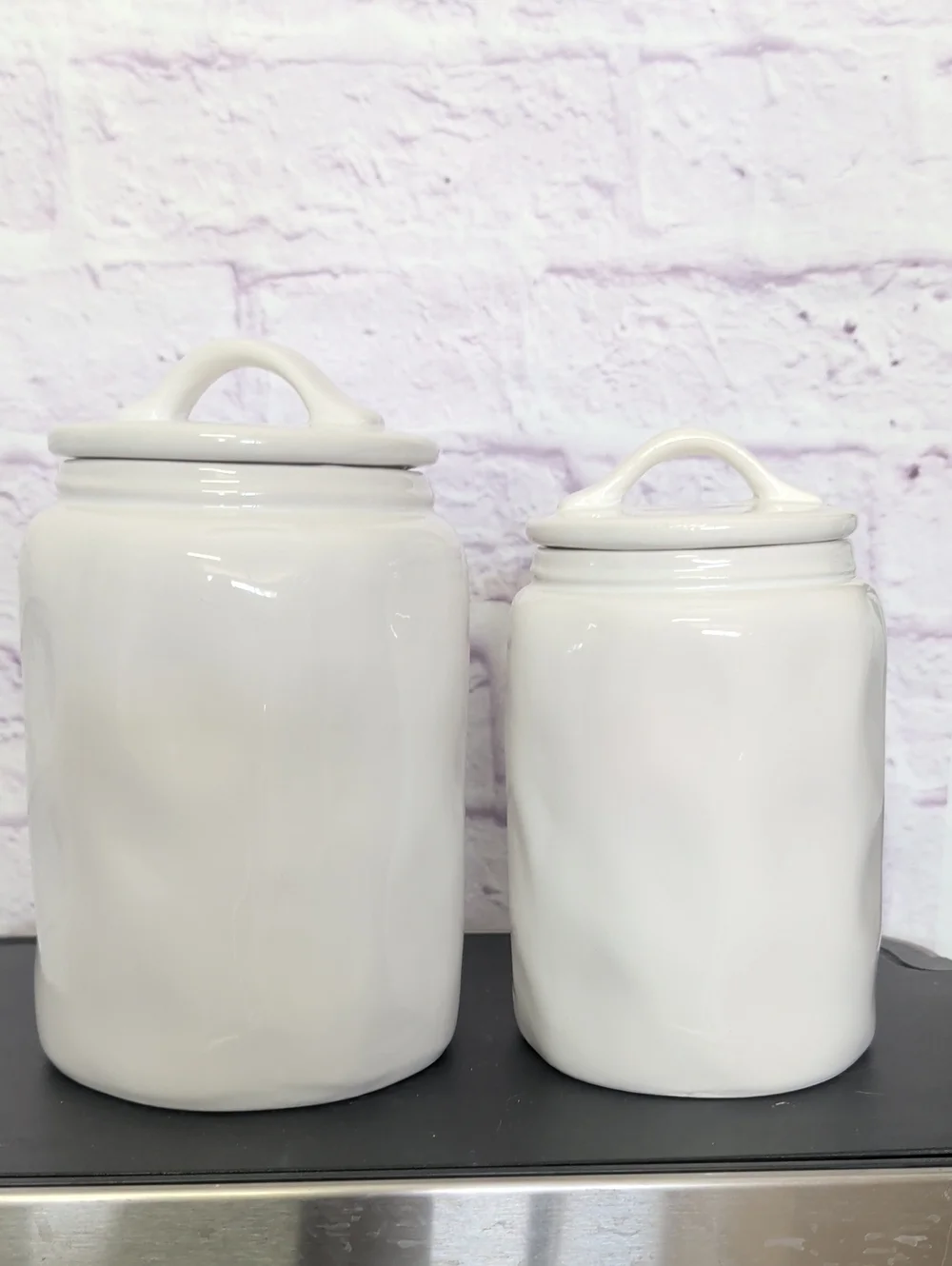 Rae Dunn White Ceramic Kitchen Canisters - Set Of 2 - Sugar & Coffee